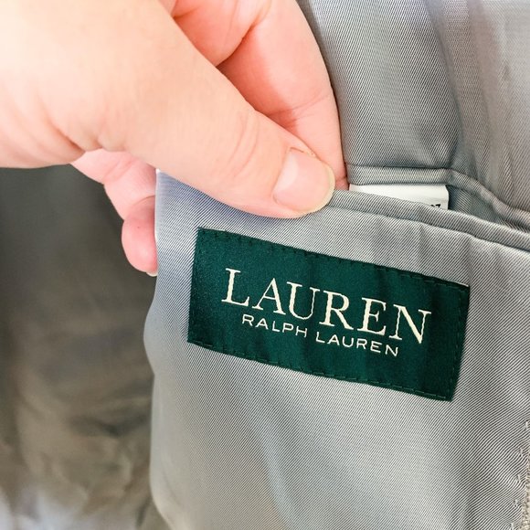 Ralph Lauren gray plaid blazer sport jacket silk wool 44L - Picture 4 of 10